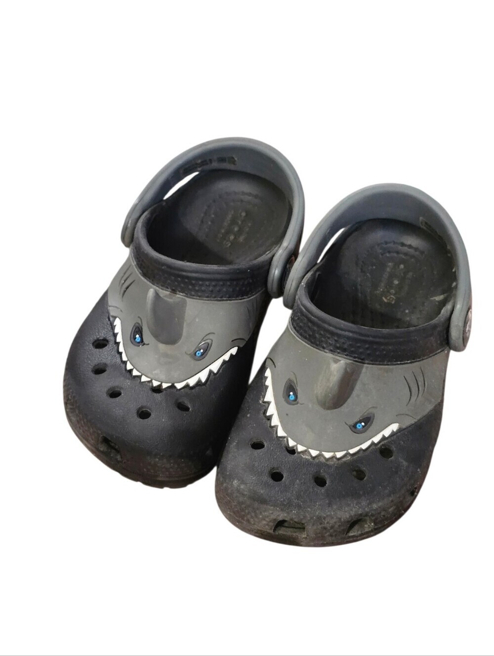 Crocs Toddler Shark Clog Shoes in Gray and Black Size 7